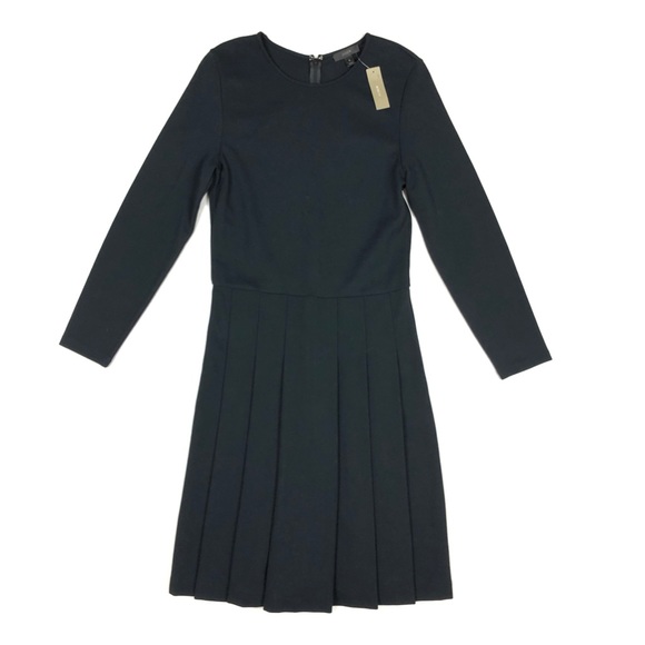 J. Crew Dresses & Skirts - J Crew Pleated Ponte Dress Black Sz 8 Long Sleeve